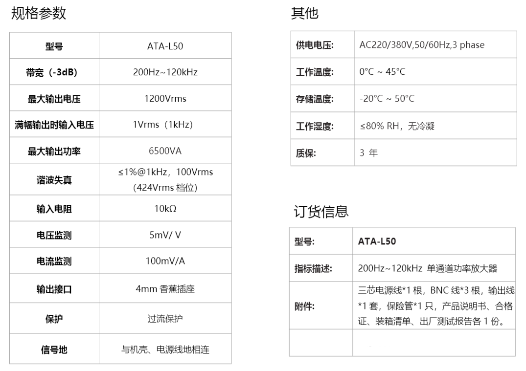 ATA-L系列水聲換能器功率放大器